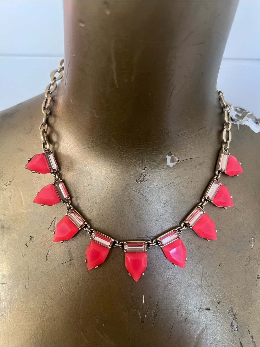 Stella & Dot brand Pink/Orange Statement Geometric Necklace - Women Jewelry